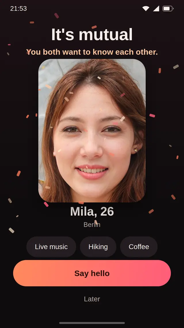 Photos revealed after both people chose each other